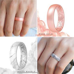 Breathable Air Grooves Silicone Wedding Ring for Women (5.5mm)